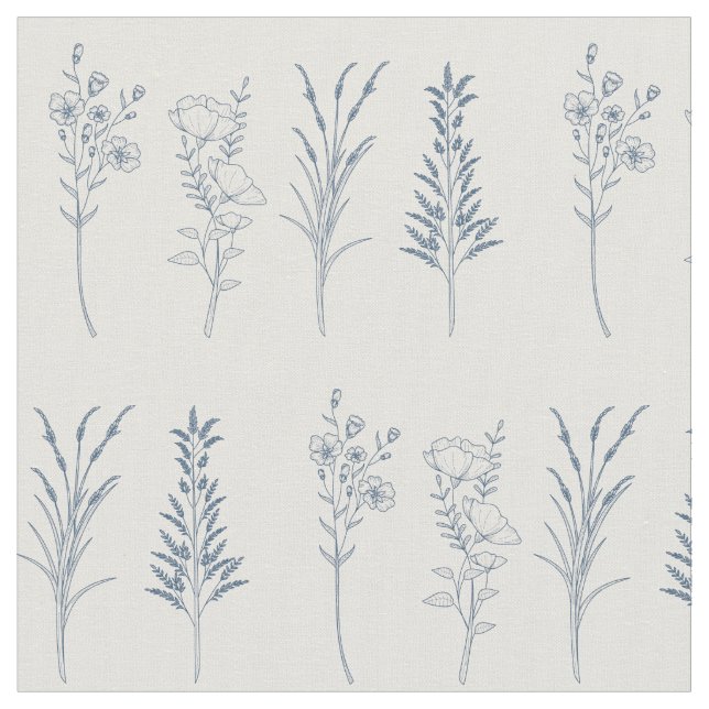 Stilvolle Wildblumen botanisches Muster Stoff (Nahaufnahme)