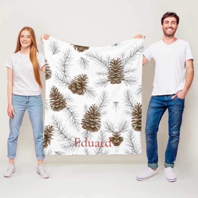 Stilvolle Winterferien Pinecone Monogram Fleecedecke (Beispiel)