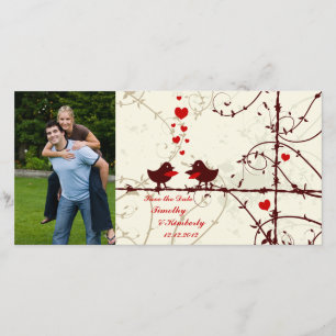 Stilvolle, wirbelnde Rebvögel Save the Date Fotoka