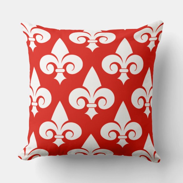 Stilvolle Wohngestaltung Red White Lilie Muster Kissen (Vorderseite)