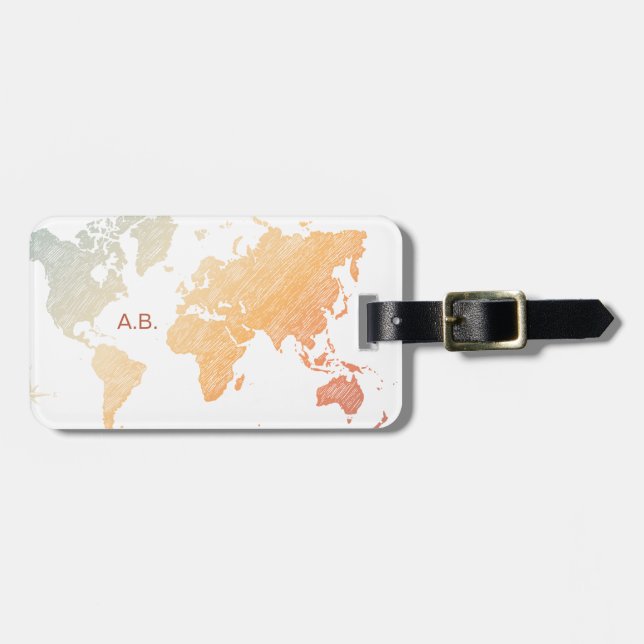 Stilvolle World Traveller (plus Karte, Retro-Licht Gepäckanhänger (Vorderseite horizontal)