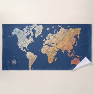 Stilvolle World Traveller (plus Karte, Retro-Licht Strandtuch