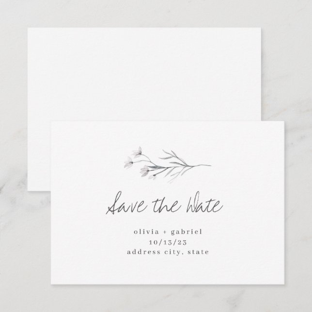 Stilvolle, zarte Minimalistische Kalligraphie Save The Date (Vorne/Hinten)