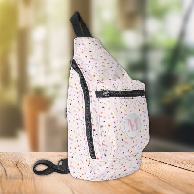 Stilvolle, zarte Wildblumen Rosa Crossbody Bag (Stylish Delicate Wildflowers Pink Sling Bag)