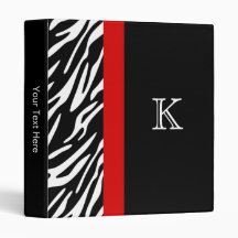 Stilvolle Zebra Stripe Monogramm Dreiring-Binder