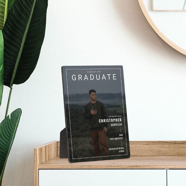 Stilvolle Zeitschrift Cover Foto Graduate Keepake Fotoplatte (Stylish Magazine Cover Photo Graduate Keepsake Plaque)