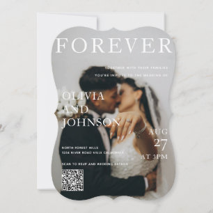Stilvolle Zeitschrift Stil QR-Code Hochzeitseinlad Einladung