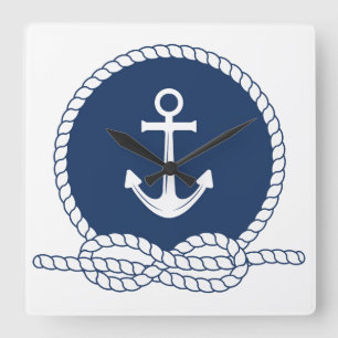 Stilvoller Anker und Seil Quadratische Wanduhr