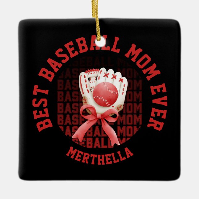 Stilvoller BASEBALL MAMA Individuelle Name Keramikornament (Vorderseite)