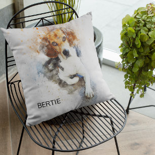 Stilvoller Beagle im Wasserfarb-Stil Kissen