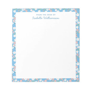 Stilvoller blauer Aquarell-Blumen-Farmhouse-Name Notizblock
