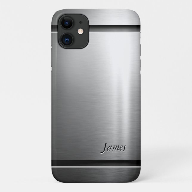 Stilvoller Bürsten-MetallEdelstahl-Blick Case-Mate iPhone Hülle (Rückseite)