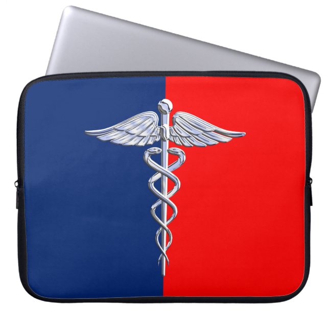 Stilvoller Caduceus-medizinische Symbol-Liga Laptopschutzhülle (Vorderseite)