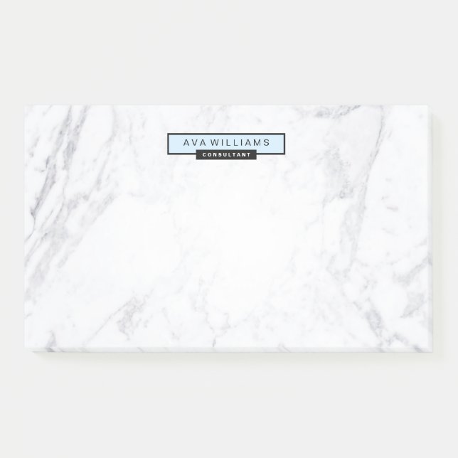 Stilvoller Chic-Minimalistisches Marmorpastellblau Post-it Klebezettel (Vorderseite)