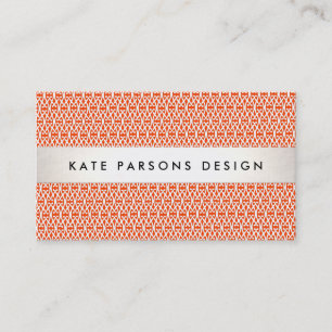 Stilvoller Designer Modernes Orange Lattice Muster Visitenkarte