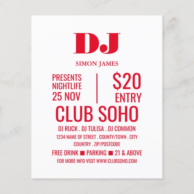 Stilvoller DJ, Club Event Advertising Flyer (Vorne)