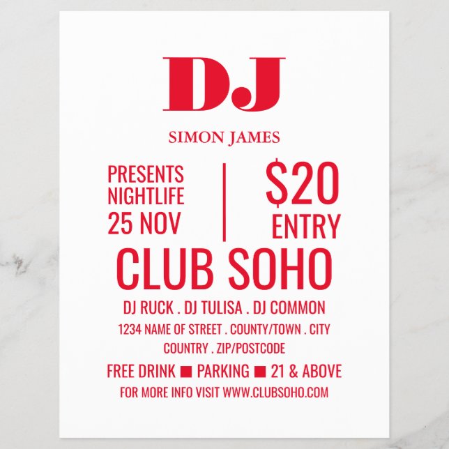 Stilvoller DJ, Club Event Advertising Flyer (Vorne)