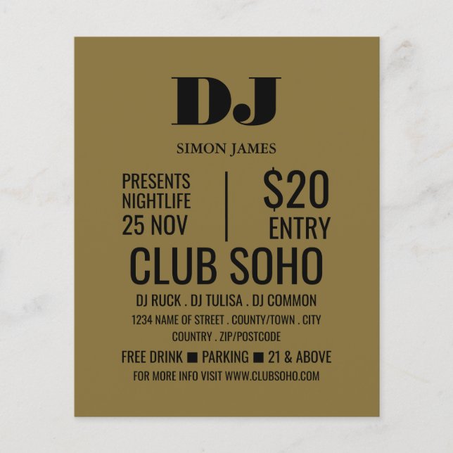 Stilvoller DJ, Club Event Advertising Flyer (Vorne)
