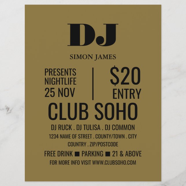 Stilvoller DJ, Club Event Advertising Flyer (Vorne)
