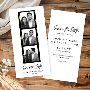 Stilvoller Fotoautomaten-Filmstreifen Hochzeit Sav Save The Date