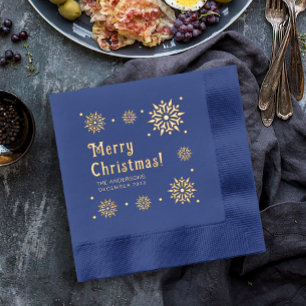 Stilvoller Glam Retro Blau Frohe Weihnachten Schne Servietten Mit Folie