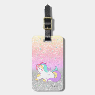 Stilvoller Glitter-Bokeh, Regenbogen-Einhorn, Ster Gepäckanhänger