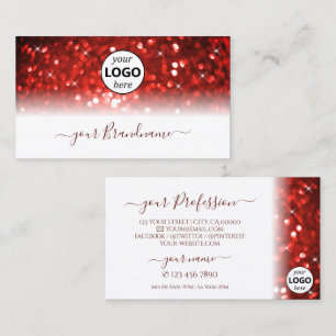 Stilvoller Glitzer aus White Red Sparkle mit Logo Visitenkarte