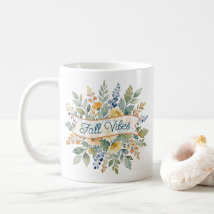 Stilvoller glücklicher Herbstblumenstrauß Wasserfa Kaffeetasse