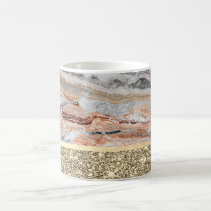 Stilvoller Gold Glitzer Shiny Marble Stone Kaffeetasse