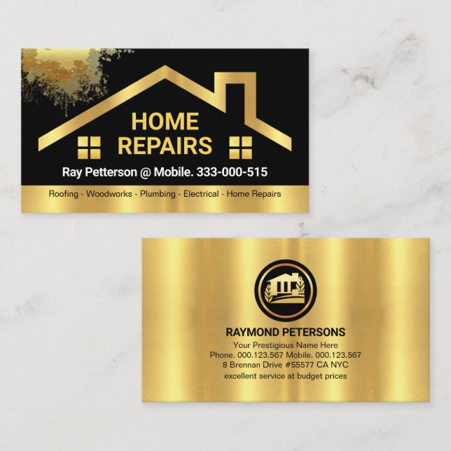 Stilvoller Gold Roof Paint Spritzer Visitenkarte (Vorne/Hinten)