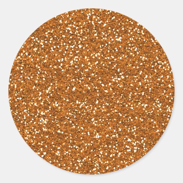 Stilvoller Golden Orange Glitzer Runder Aufkleber (Vorderseite)