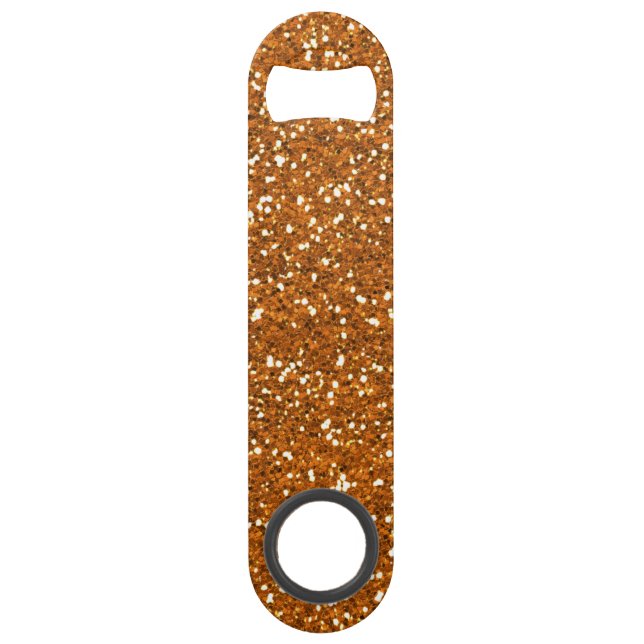 Stilvoller goldener orange Glitzer Speedflaschenöffner (Vorderseite)