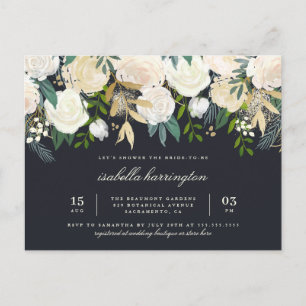 Stilvoller Goldwatercolor-BlumenBrautparty Einladungspostkarte