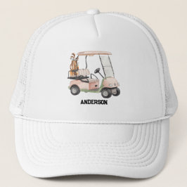 Stilvoller Golfwagen & Schläger Monogramm Trucker  Truckerkappe