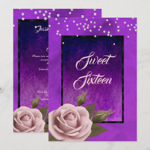 Stilvoller gotischer Lila mit Rose & Perlen Sweet Einladung