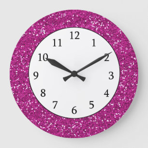 Stilvoller heißes Rosa-Glitzer Große Wanduhr
