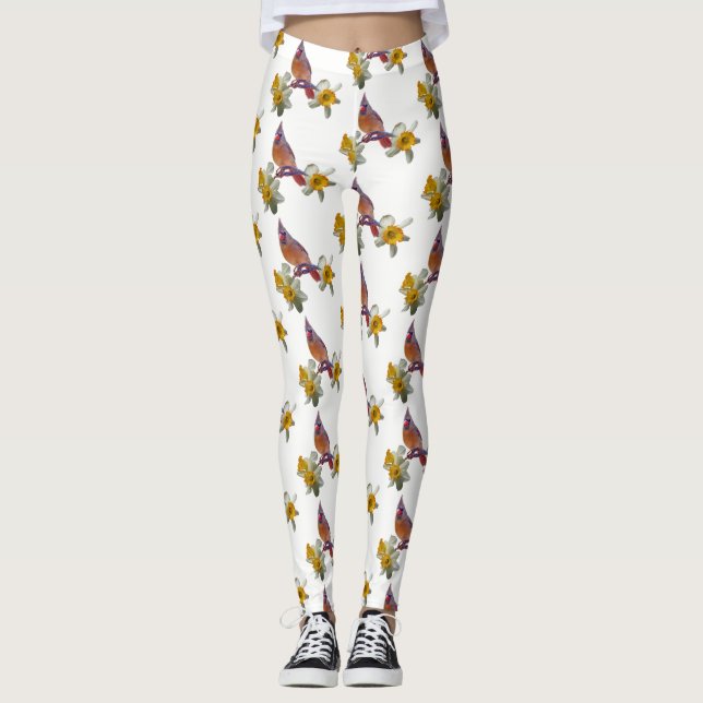 Stilvoller Kardinal und Blume - Leggings (Vorderseite)