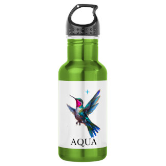 Stilvoller Kolibri auf Weiß Edelstahlflasche
