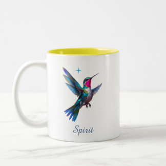 Stilvoller Kolibri und Schrift auf Weiß Zweifarbige Tasse