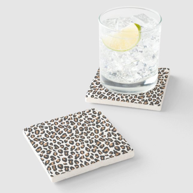 Stilvoller Leopard Animal Print Stone Untersetzer (Seitenansicht)