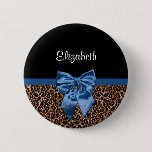 Stilvoller Leopard-Druck-eleganter blauer Bogen Button