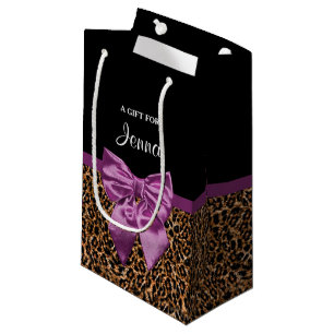 Stilvoller Leopard-Druck-eleganter lila Bogen und Kleine Geschenktüte