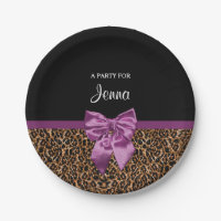 Stilvoller Leopard-Druck-eleganter lila Bogen und