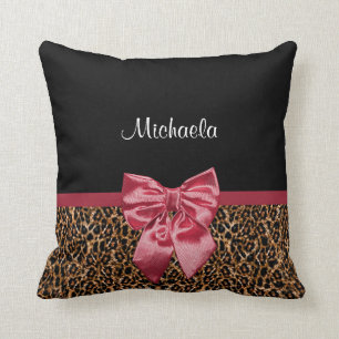 Stilvoller Leopard-Druck-eleganter roter Bogen und Kissen
