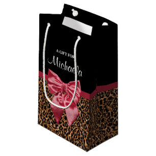 Stilvoller Leopard-Druck-eleganter roter Bogen und Kleine Geschenktüte