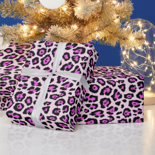 Stilvoller Leoparden-Tierdruck in Neon-Magenta-Pin Geschenkpapier