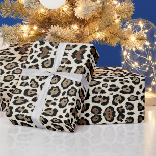 Stilvoller Leopardenprint braun Antikweiß chic Geschenkpapier