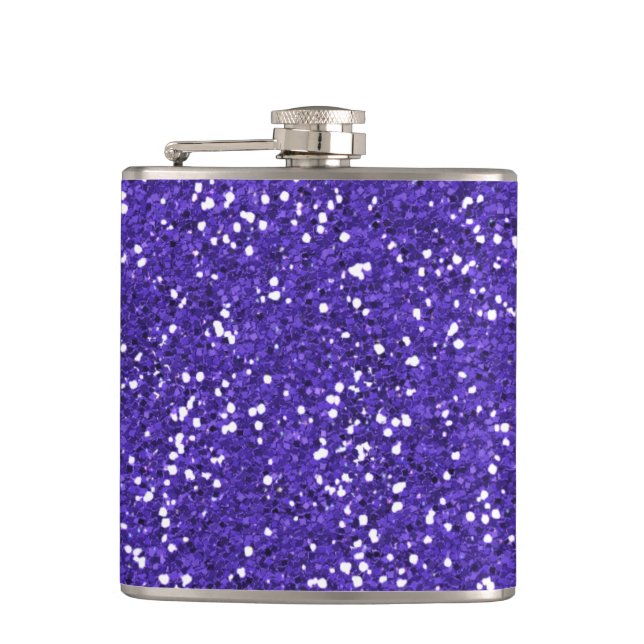 Stilvoller lila Glitter Flachmann (Vorderseite)