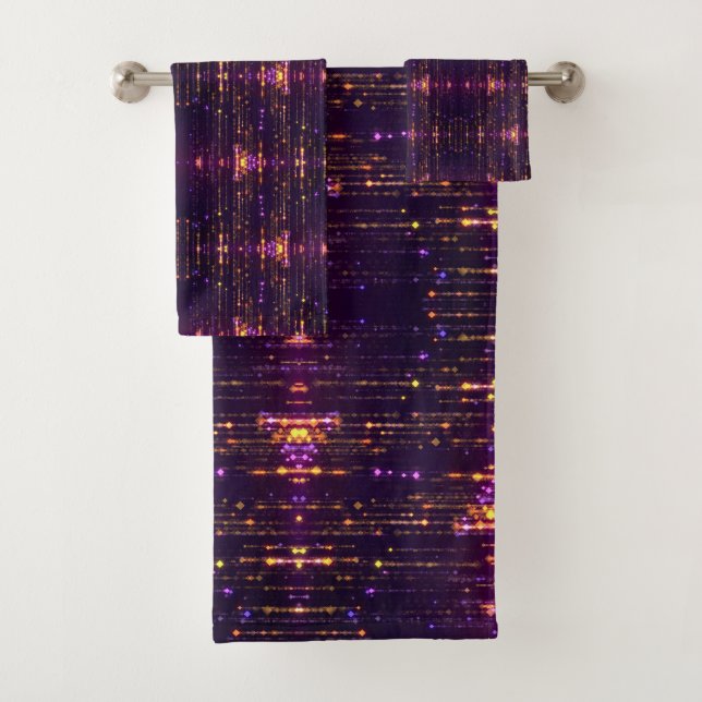 Stilvoller Lila Glitzer Gold Mogern Sparkl Badhandtuch Set (Insitu)