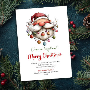 Stilvoller lustiger Weihnachtsmann Handgezeichnet Feiertagskarte